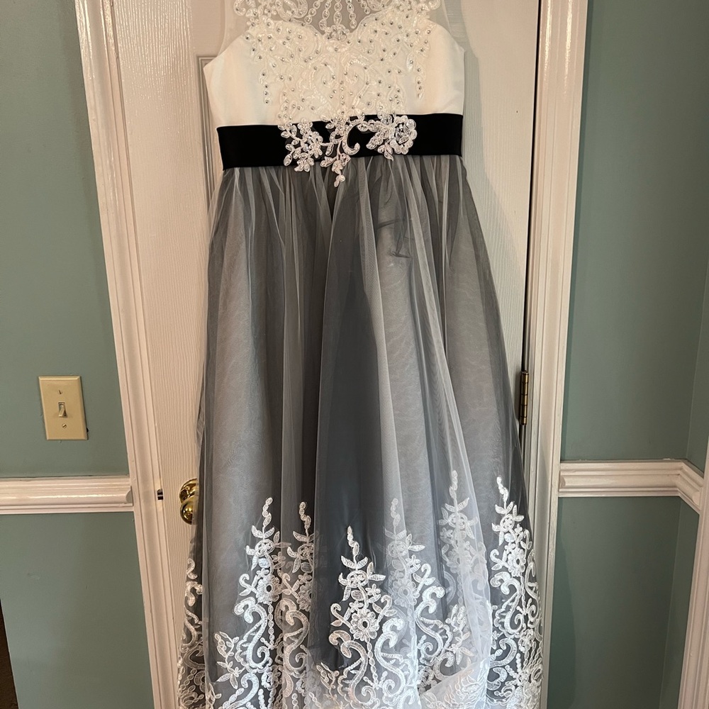 Elegant White and Black Kids Dress